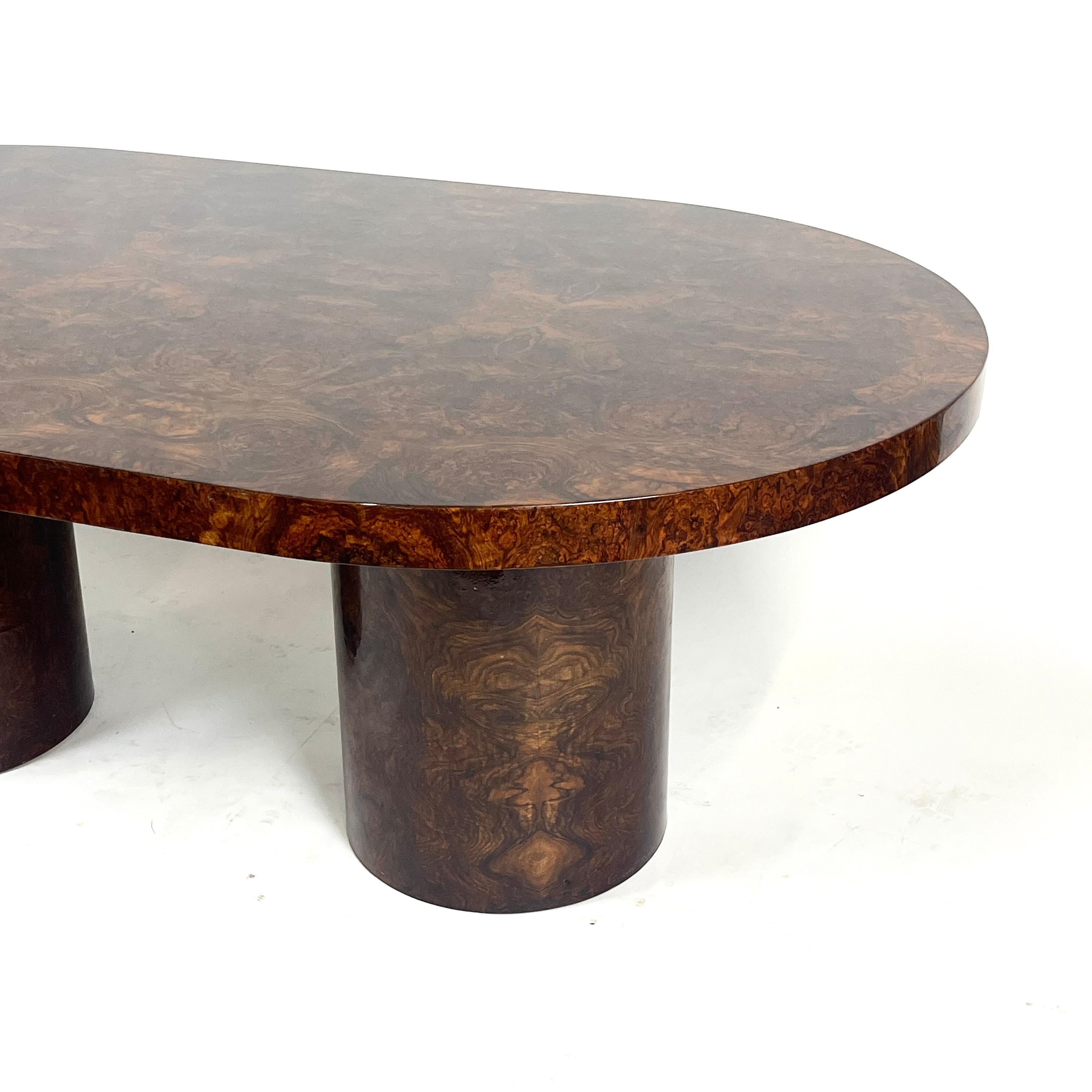 Lacquered Burled Mahogany Oval Dining Table by Paul Mayen for Intrex Habitat 2