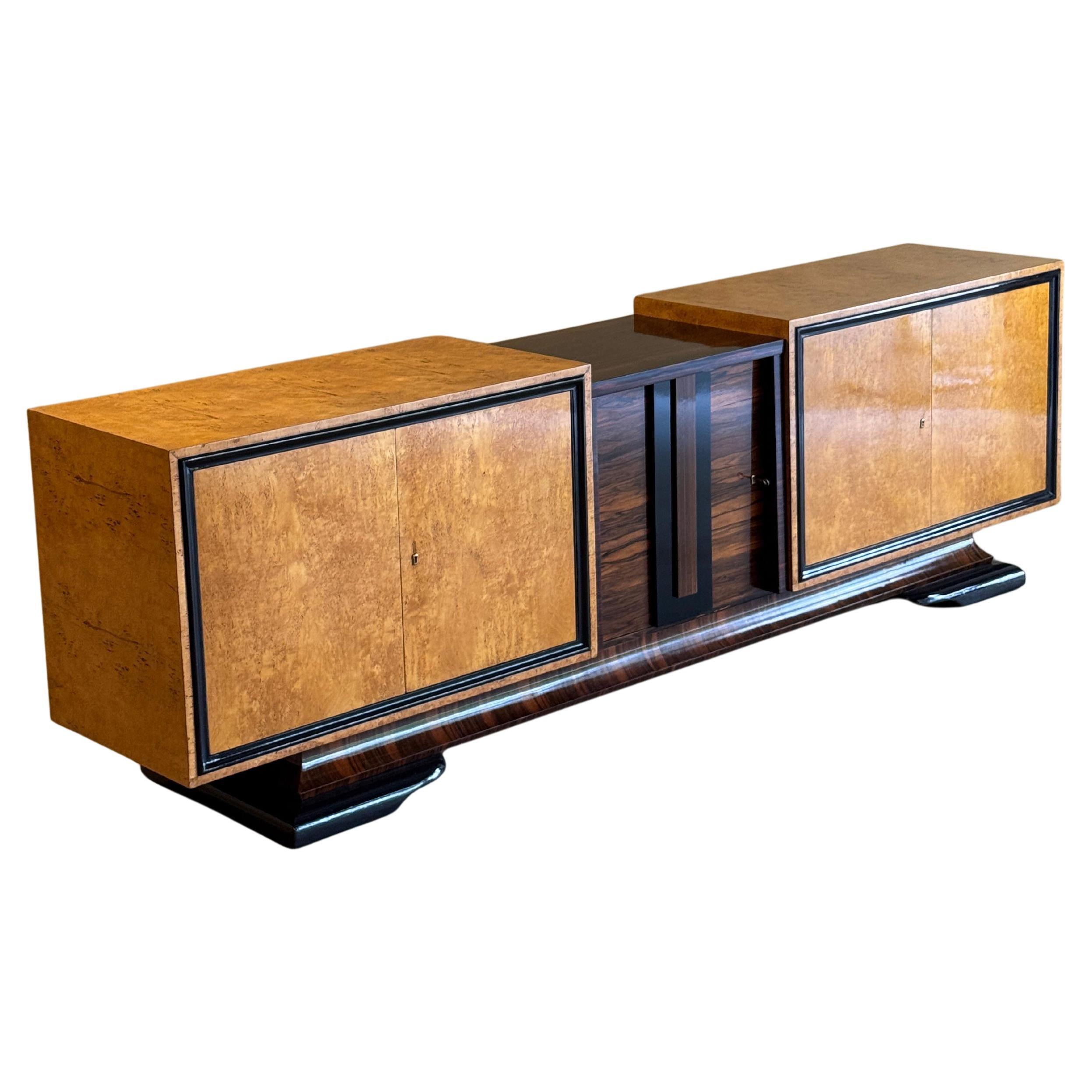 Lacquered Burlwood Art Deco Credenza, 1930’s