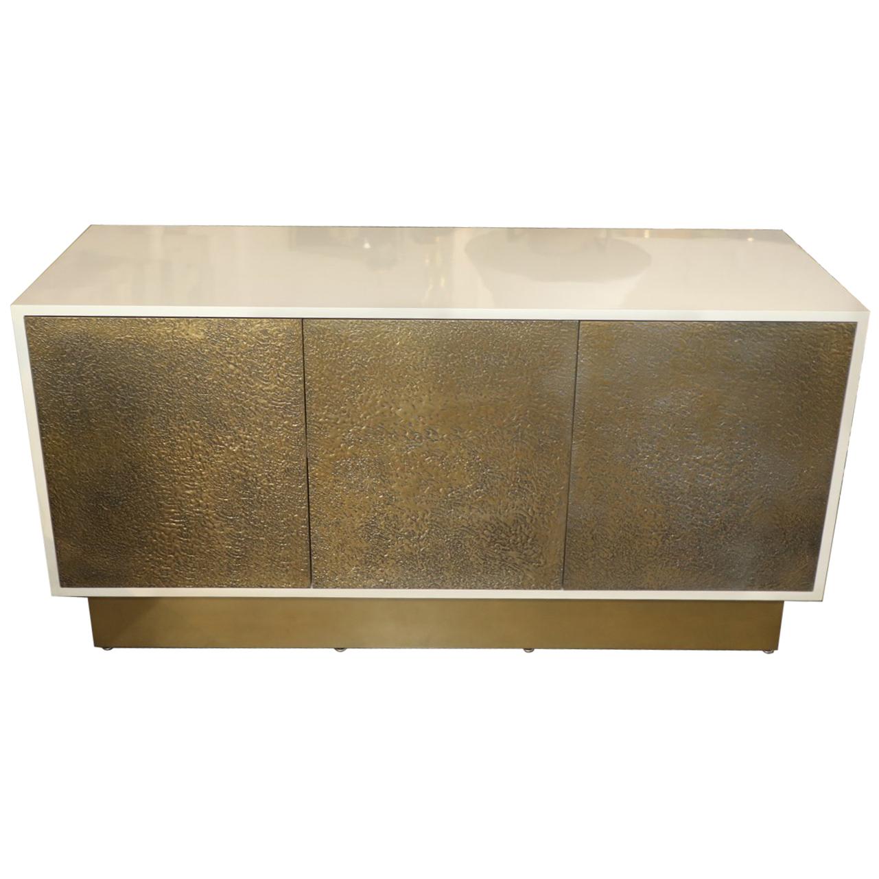 Lacquered with Brass Textured Doors at 1stDibs