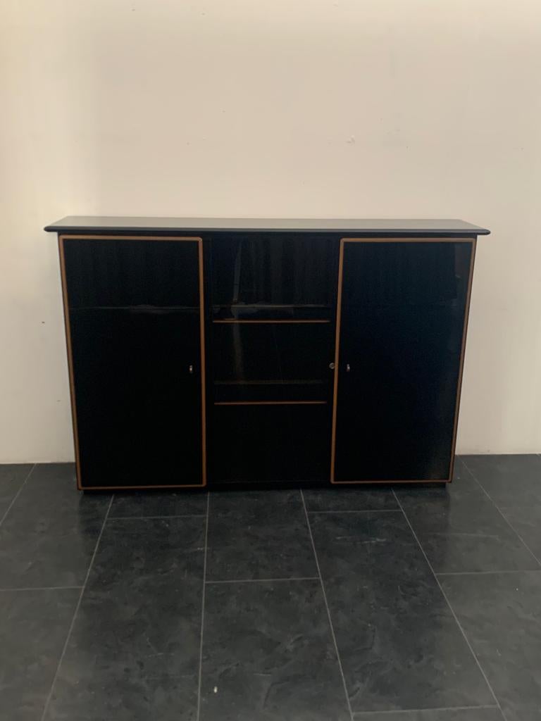 Modern Lacquered Cabinet with Shaped Wood by Pierre Cardin For Sale