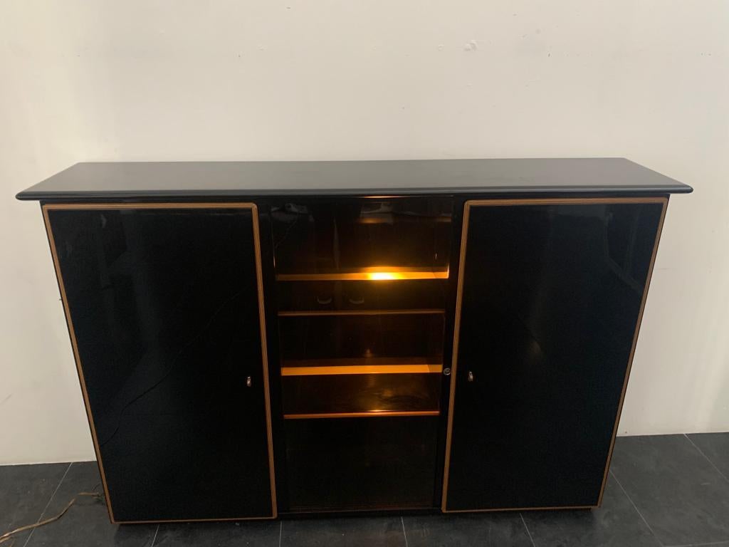 Lacquered Cabinet with Shaped Wood by Pierre Cardin For Sale 1