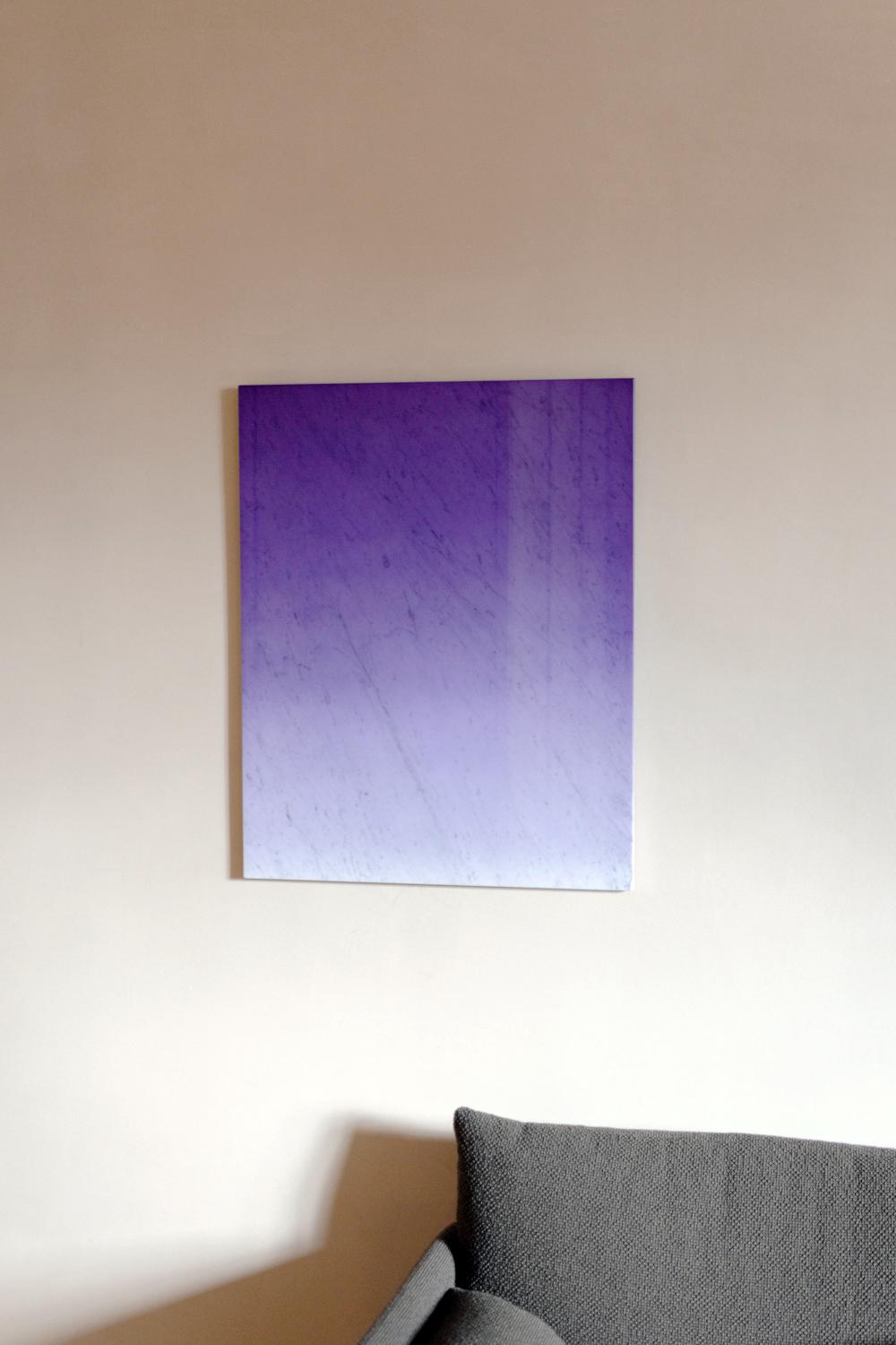 This design in the collection is a wall mounted marble slab with a purple gradient lacquer finish. Unique

The choices made by those who write and disseminate history can become so deep set that once our understanding changes we are still unable to