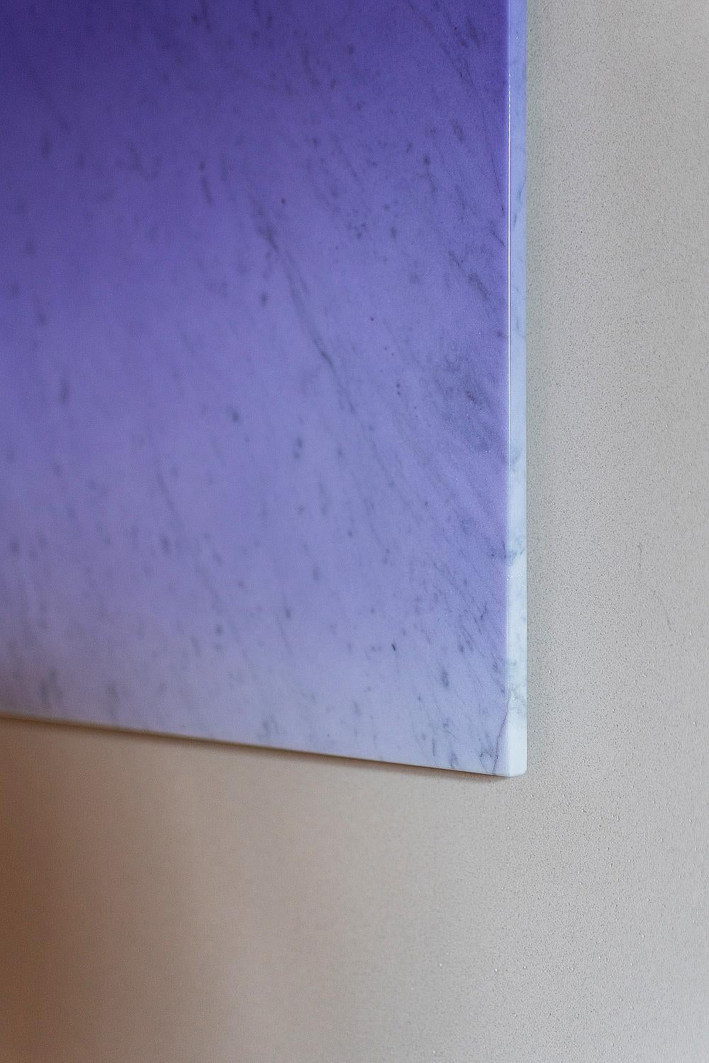 Minimalist Lacquered Carrara marble artwork. White Lies slab series by Nick Ross For Sale