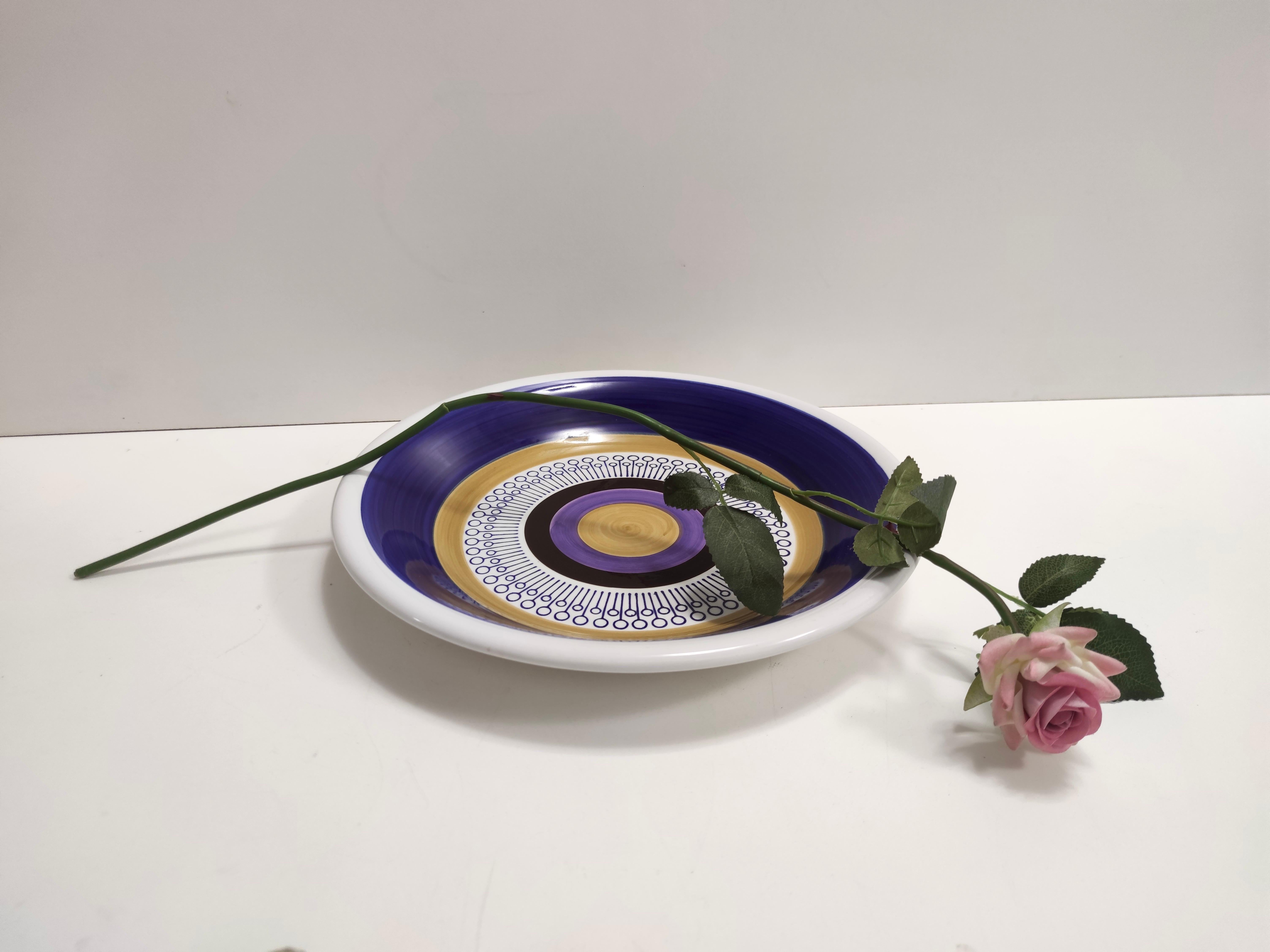 Post-Modern Lacquered Ceramic Dessert Plate by Antonia Campi for Richard Ginori, Italy For Sale