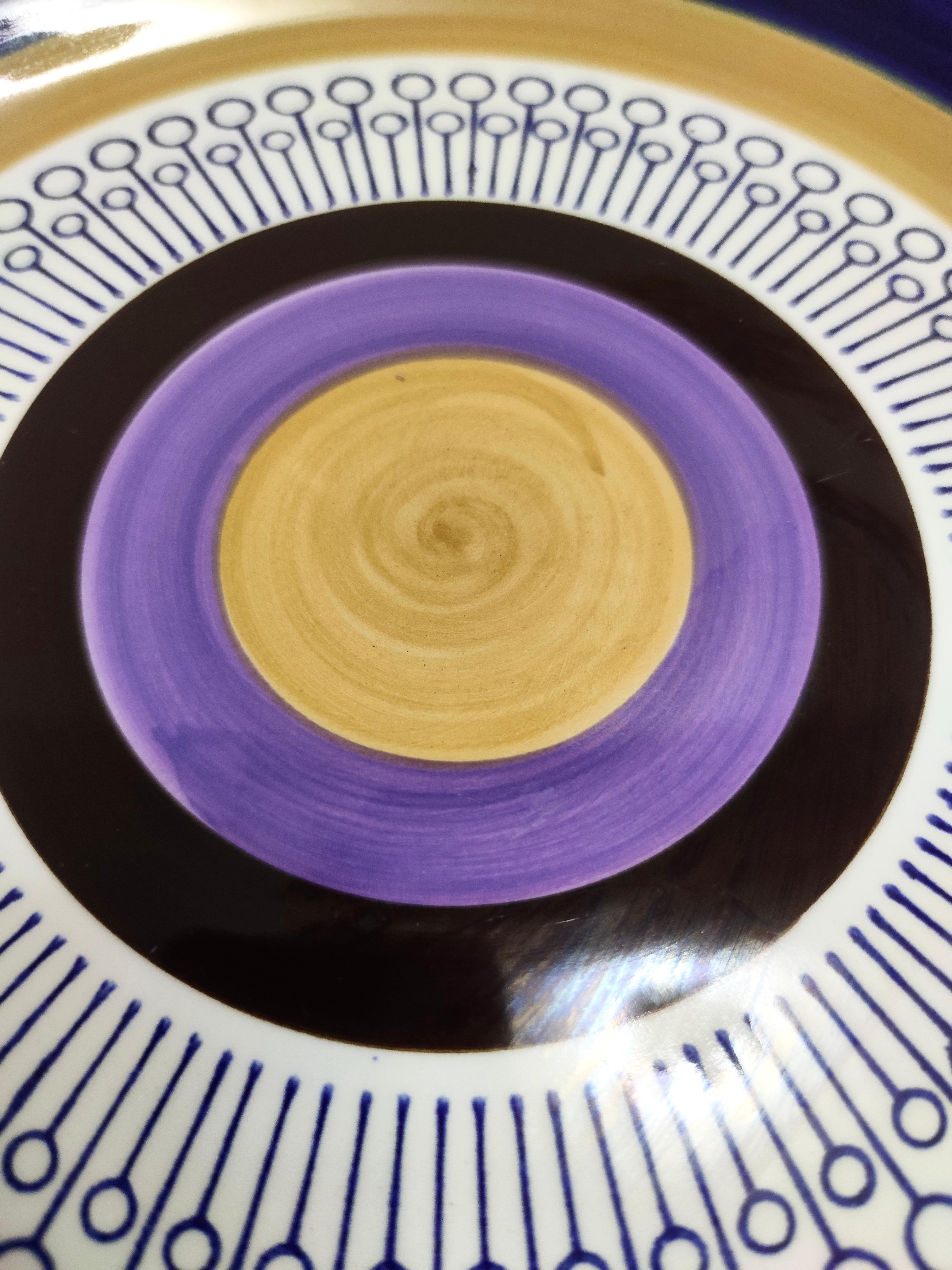 Lacquered Ceramic Dessert Plate by Antonia Campi for Richard Ginori, Italy For Sale 1