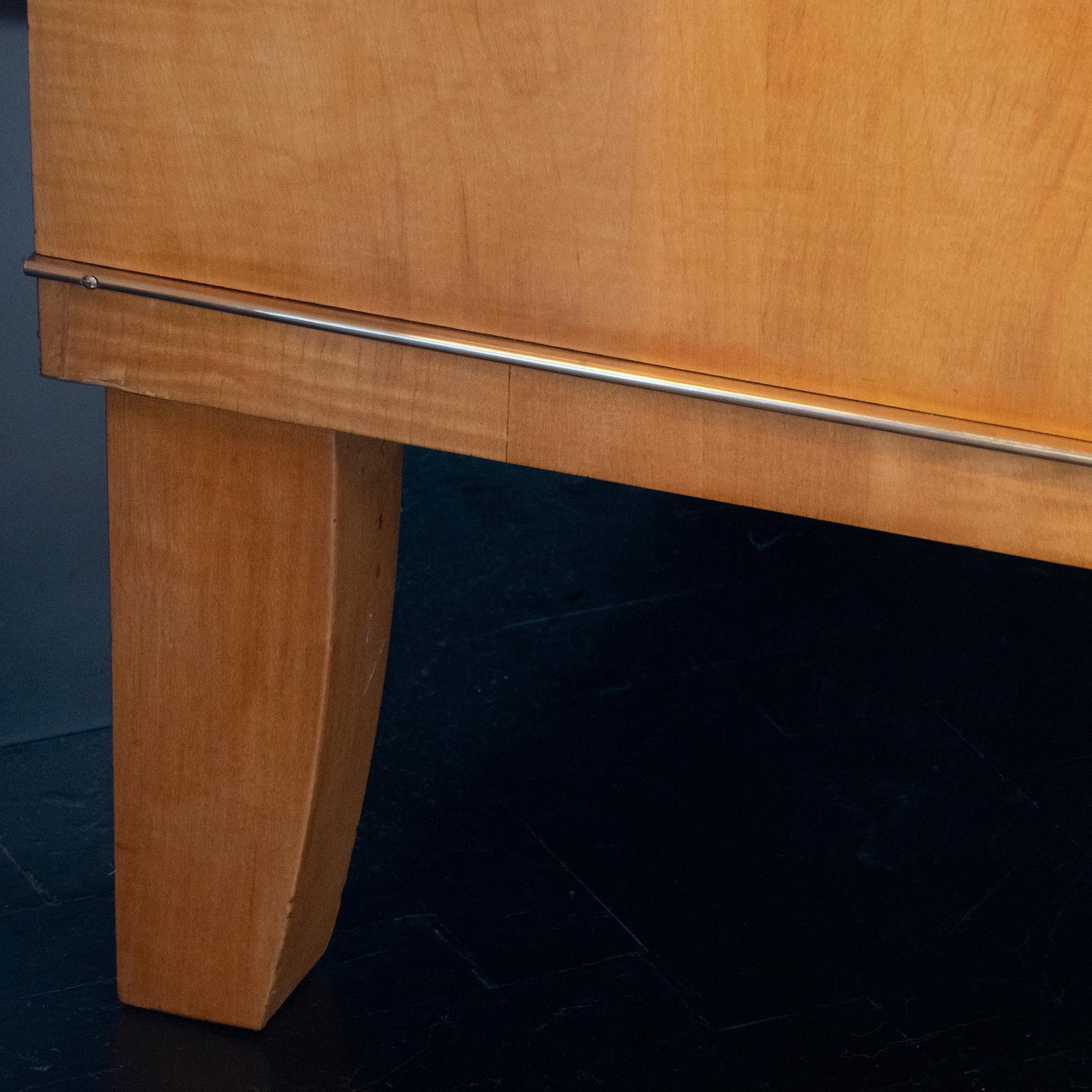 Lacquered Cherry Wood and Brass Chest of Drawers, De Coene Belgium, circa 1940 5