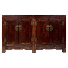 Antique Lacquered Chinese Four Door Coffer, circa 1850