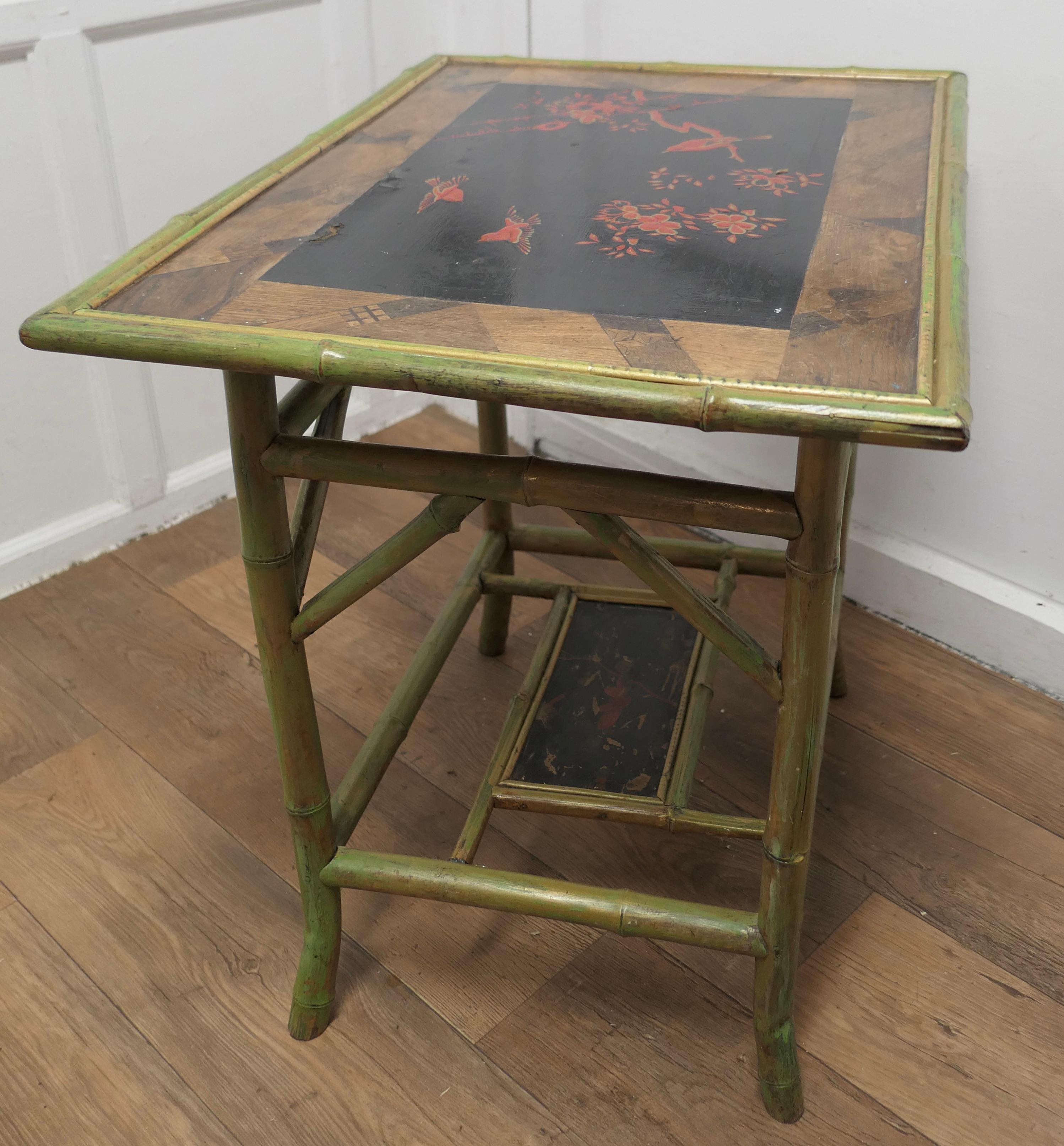 Late 19th Century Lacquered Chinoiserie Bamboo Occasional Table      For Sale