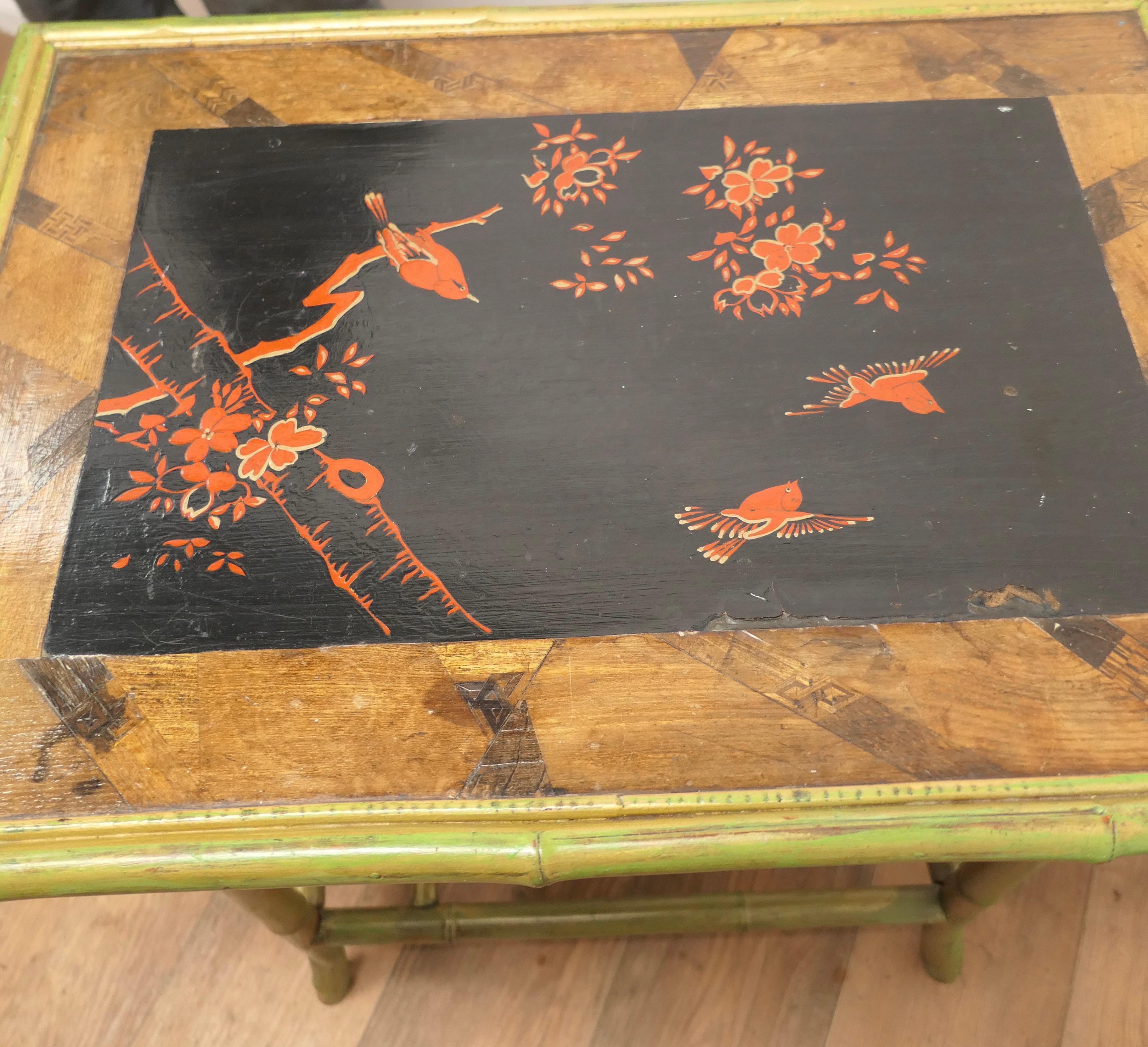 Lacquered Chinoiserie Bamboo Occasional Table      For Sale 3