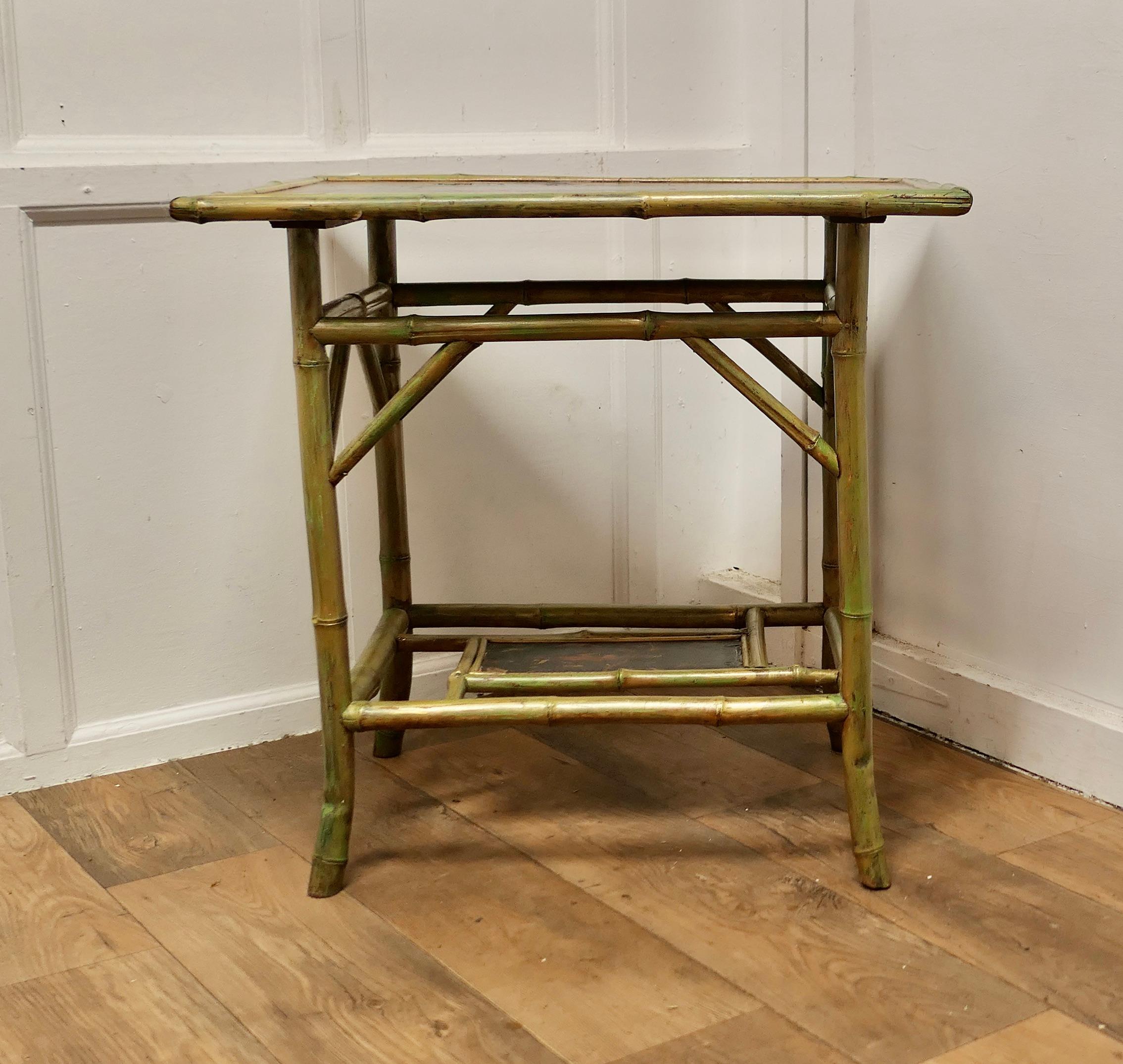 Lacquered Chinoiserie Bamboo Occasional Table      For Sale 4