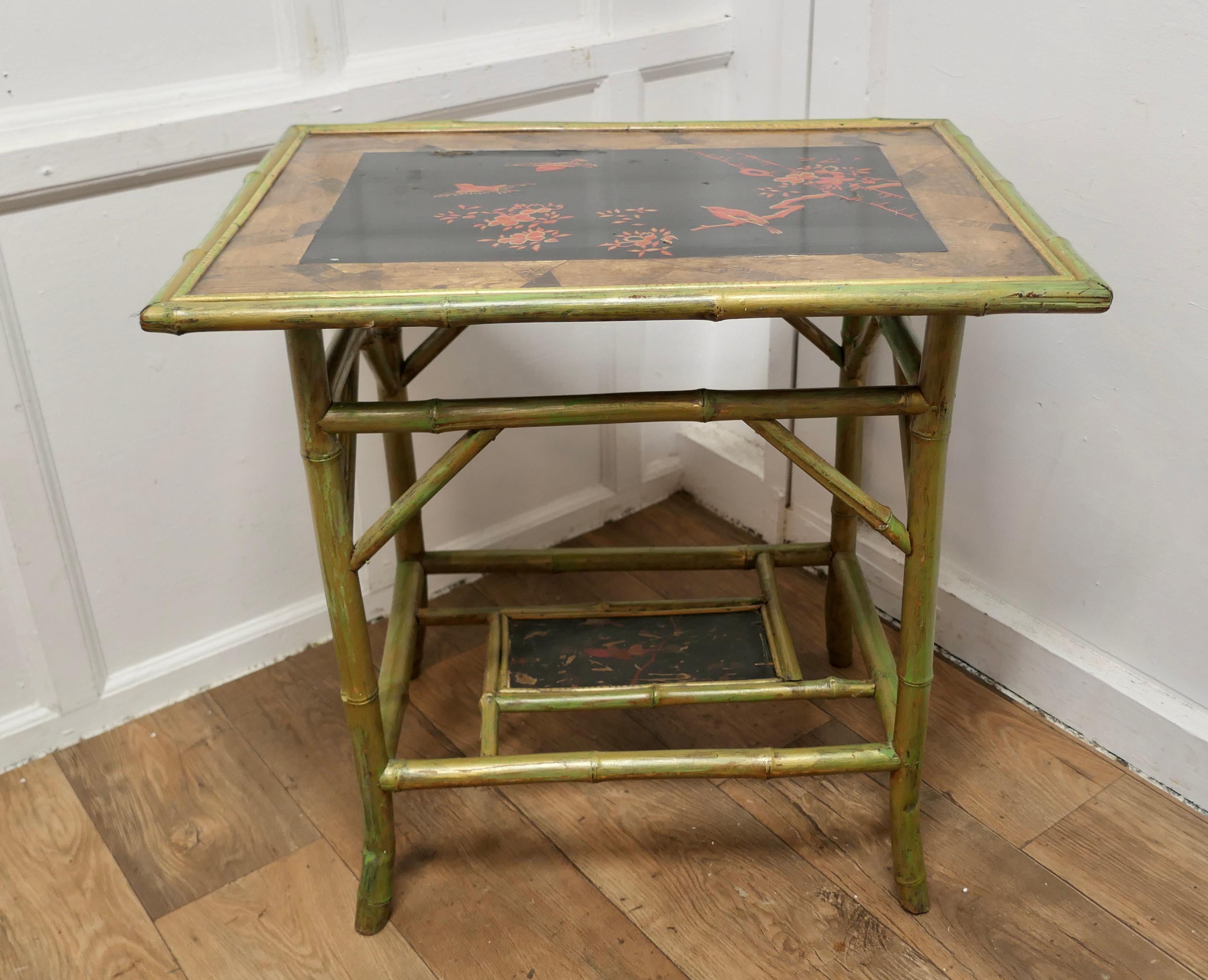 Lacquered Chinoiserie Bamboo Occasional Table      For Sale 5
