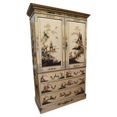 Lacquered Chinoiserie Cabinet Closet Linen Press 1880