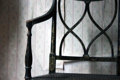 Lacquered and Chinoiserie Decorated Elbow Chair by Druce and Co Ltd, circa 1910