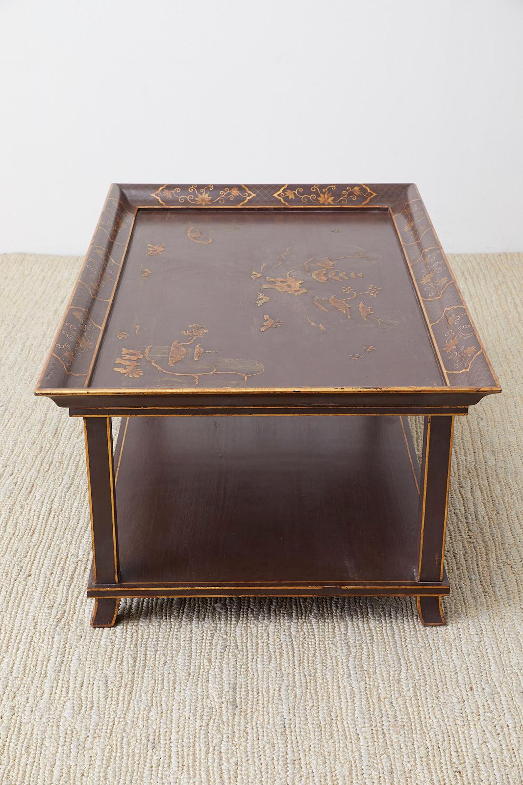Lacquered Chinoiserie Style Two-Tier Cocktail Table 7