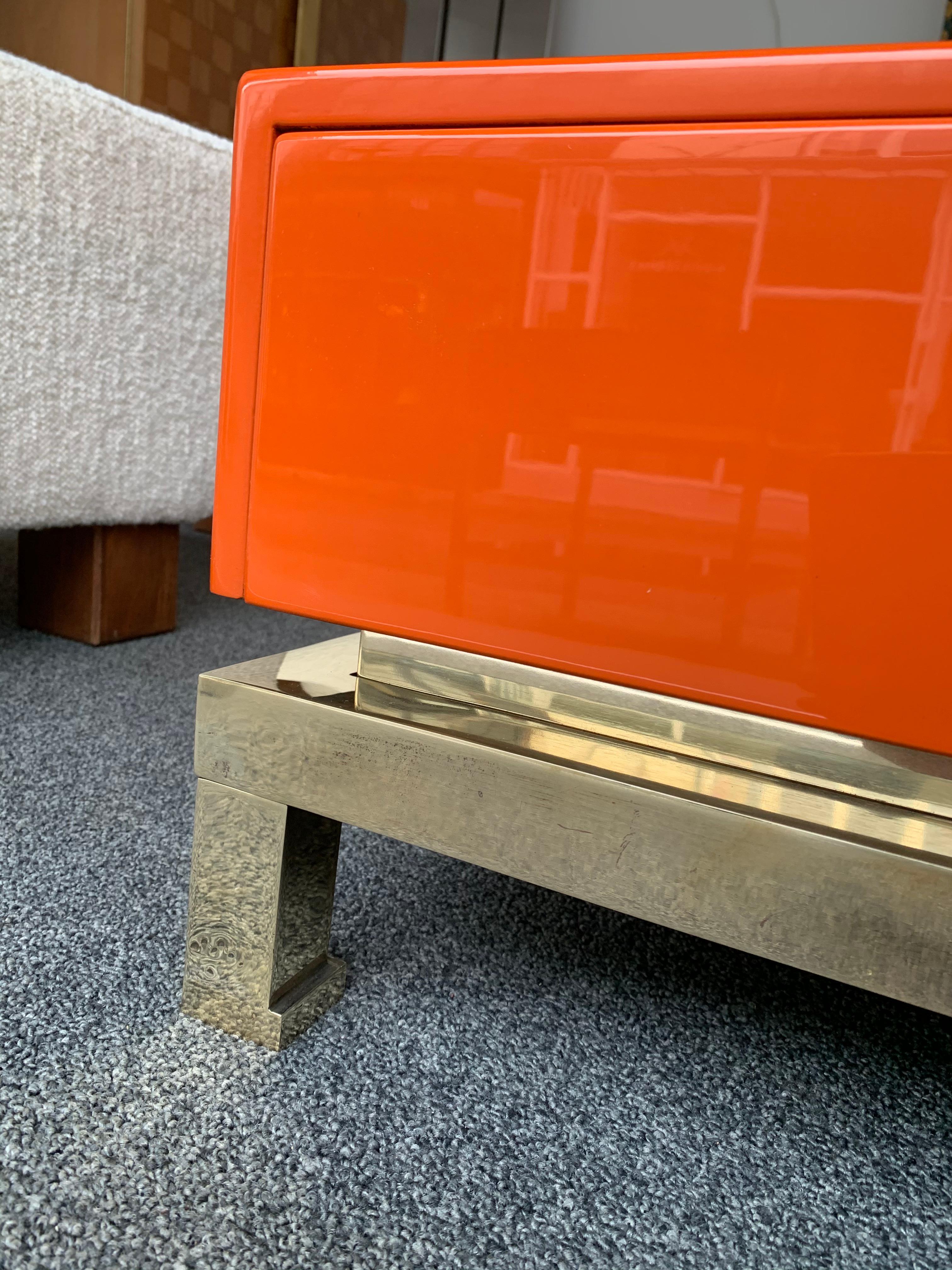 Lacquered Coffee Table and Brass by Guy Lefevre, France, 1970s 3