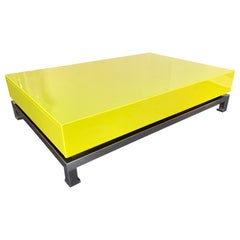 Table basse laquée et laiton nickelé de Guy Lefevre, France, 1970