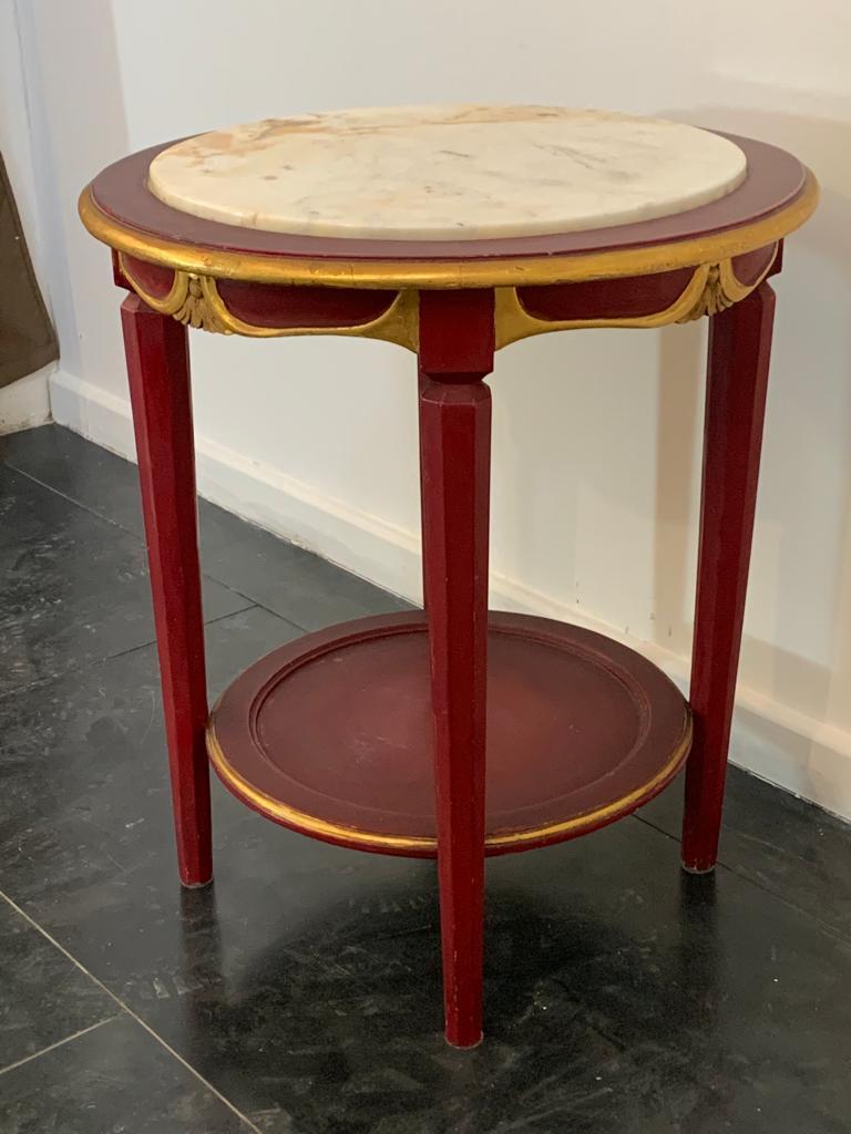 Mesa de centro lacada con tapa de mármol, años 30 Art Decó en venta