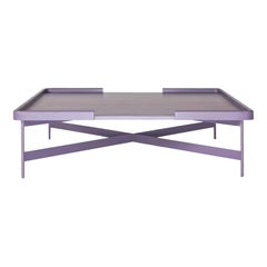 Lacquered Coffee Table with Rectangular Top and Metallic Legs