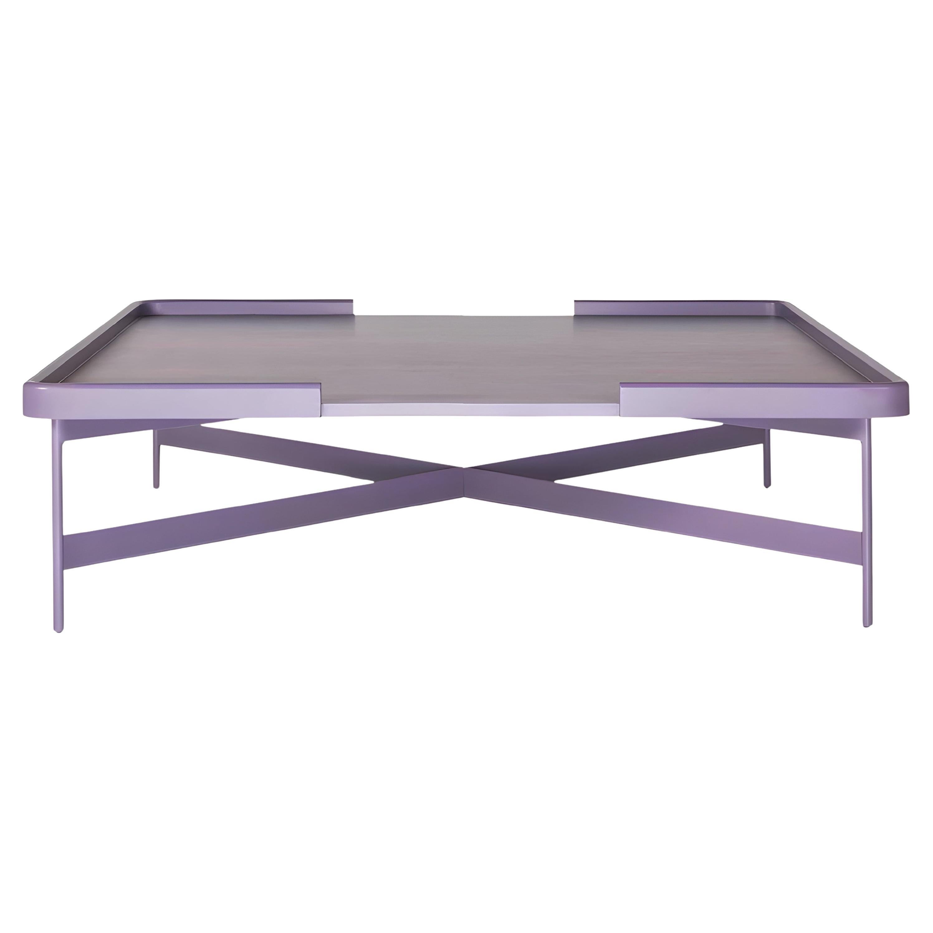 Lacquered Coffee Table with Rectangular Top and Metallic Legs For Sale