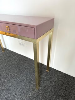 Lacquered Console Table and Brass by Guy Lefevre, France, 1970s
