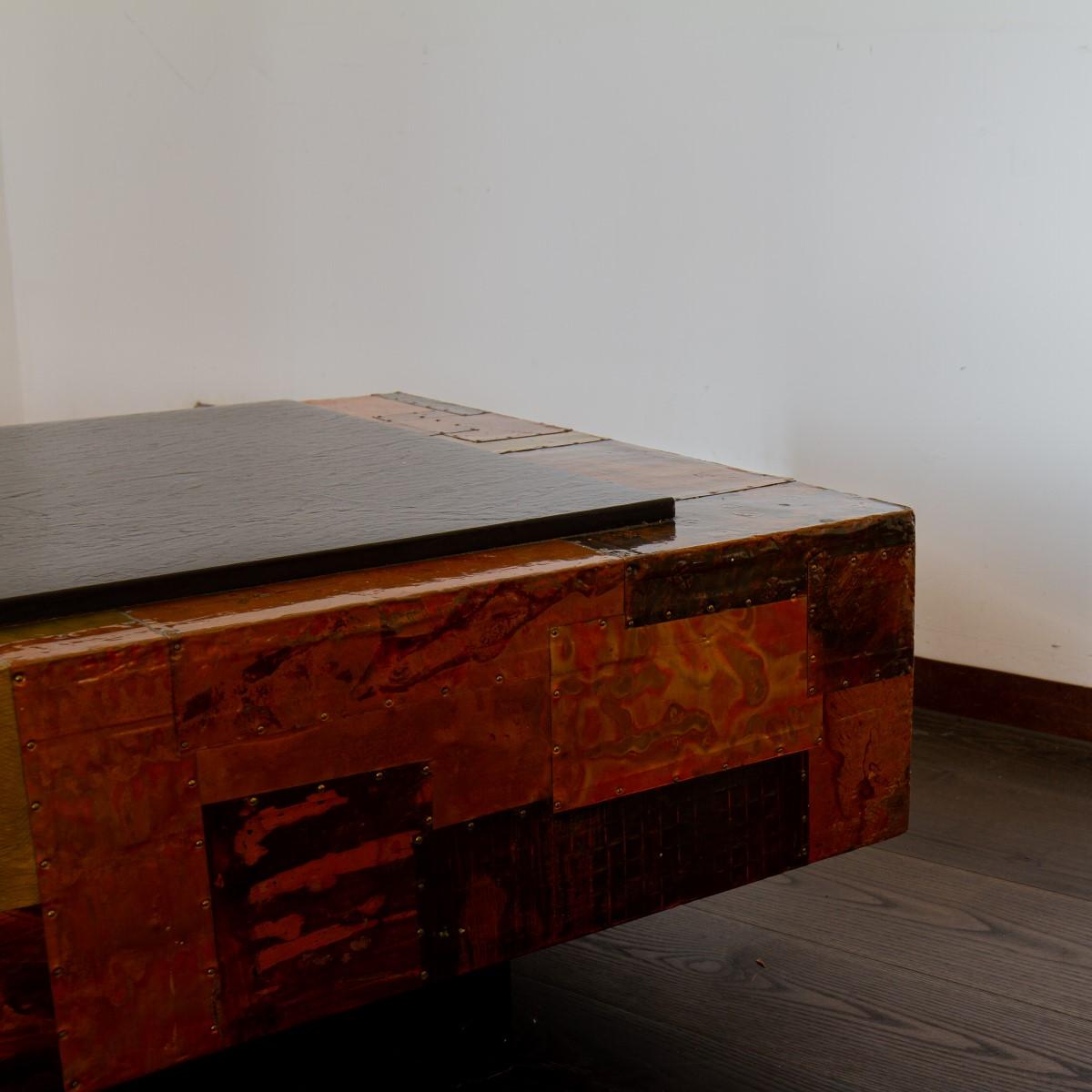 Lacquered Copper Patchwork Coffee Table, 1970s For Sale 5