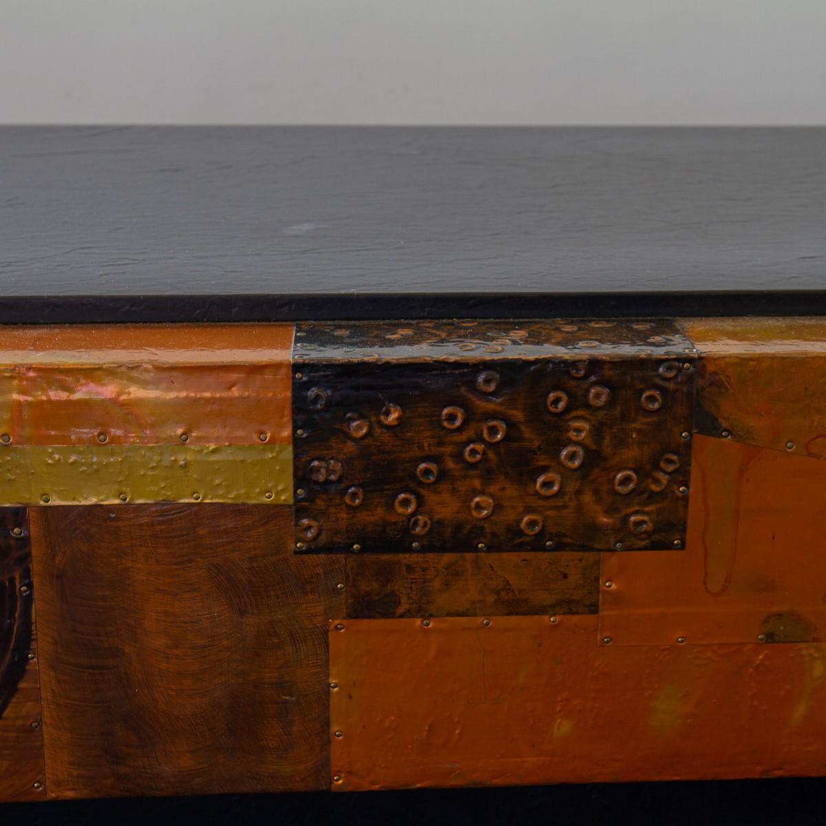 Lacquered Copper Patchwork Coffee Table, 1970s For Sale 6