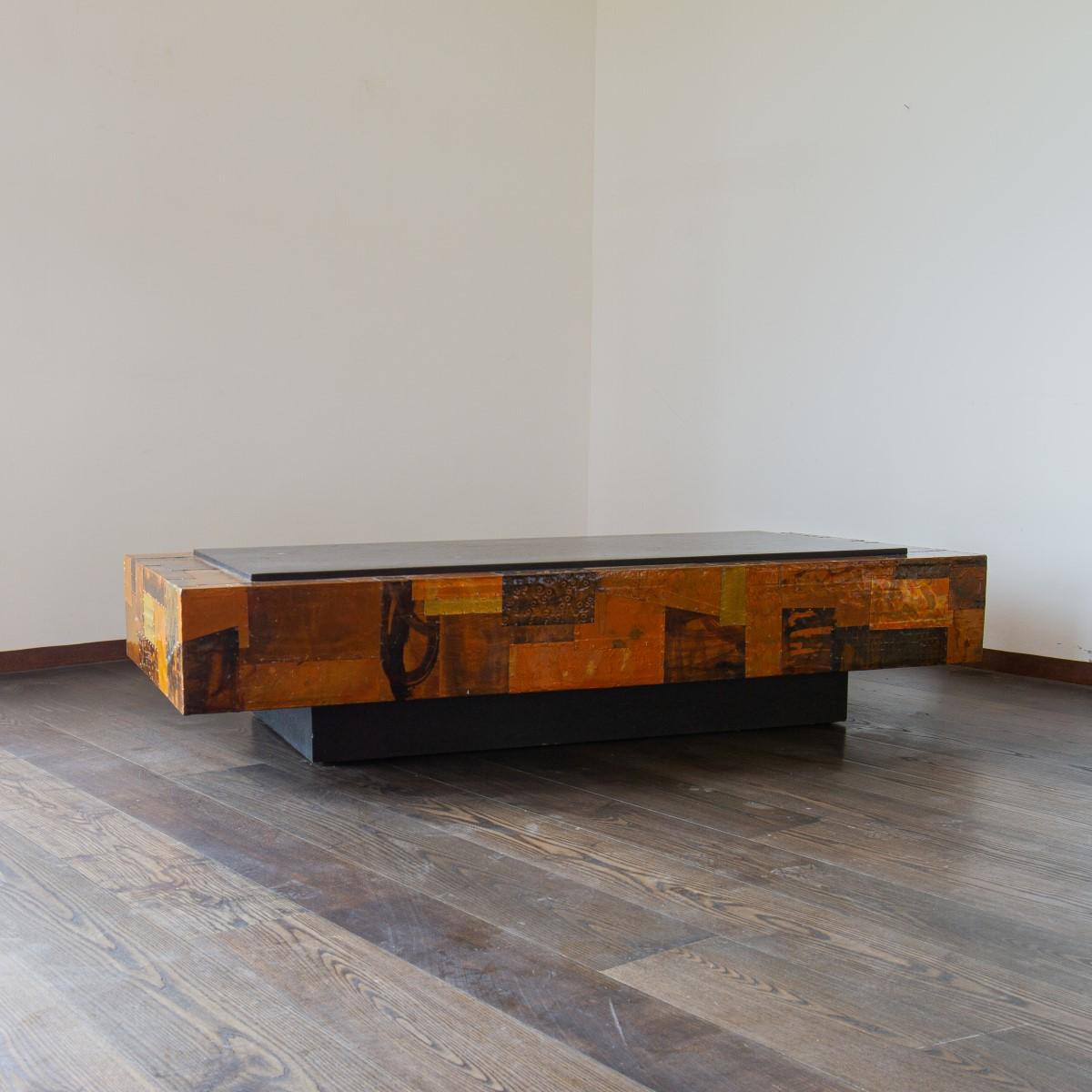 Lacquered Copper Patchwork Coffee Table, 1970s For Sale 9