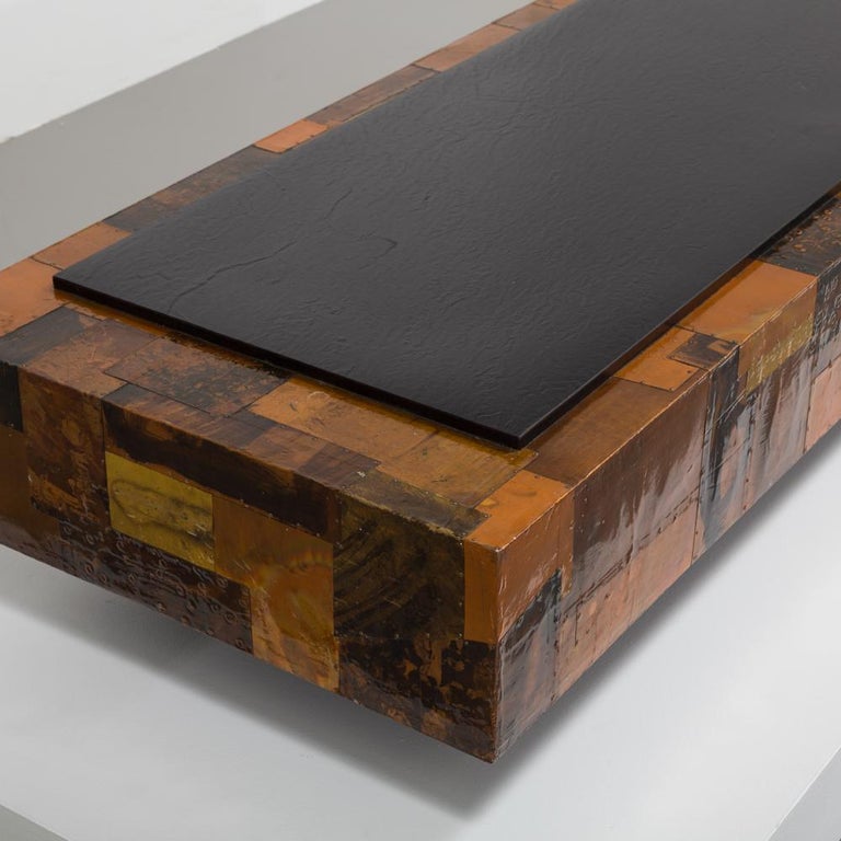 Brutalist Lacquered Copper Patchwork Coffee Table, 1970s For Sale