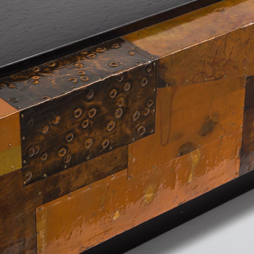 Lacquered Copper Patchwork Coffee Table, 1970s In Good Condition For Sale In Donhead St Mary, Wiltshire