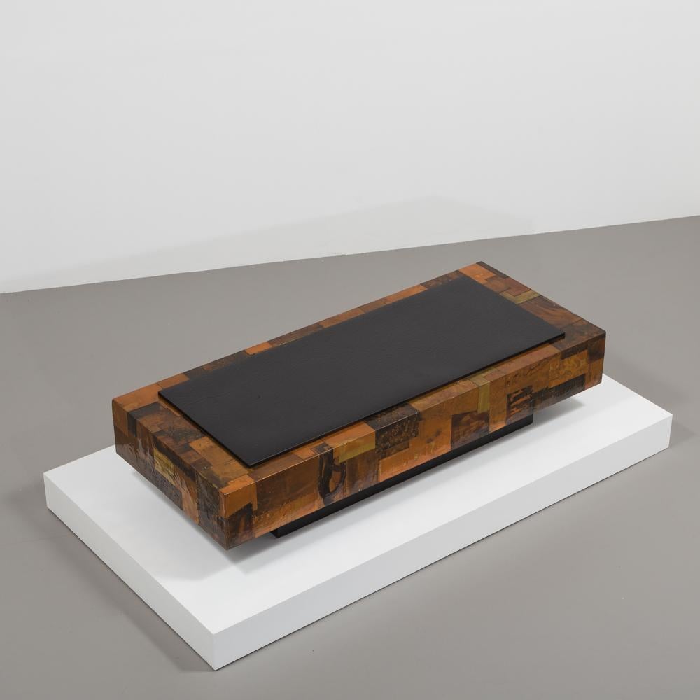 Lacquered Copper Patchwork Coffee Table, 1970s For Sale 3