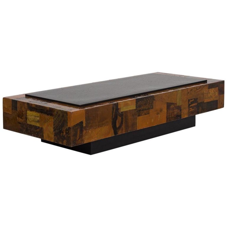 Lacquered Copper Patchwork Coffee Table, 1970s For Sale