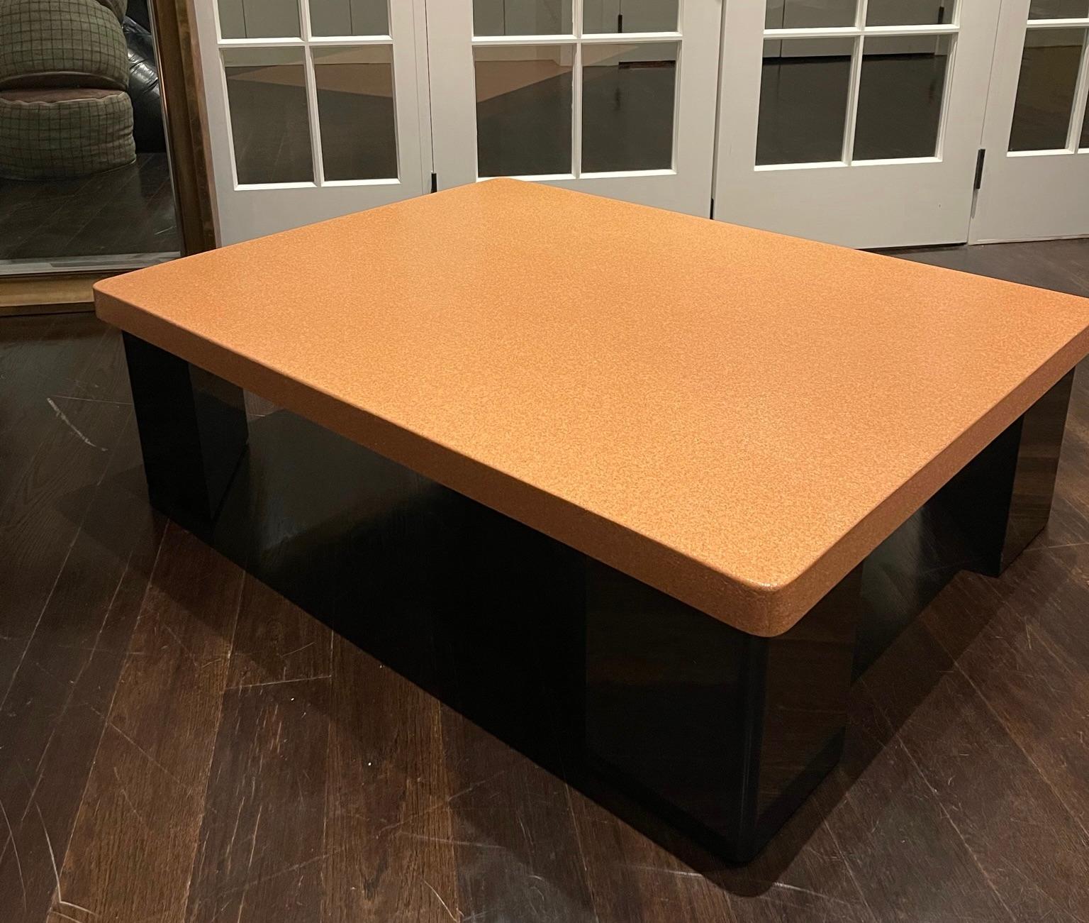 Lacquered Cork Coffee Table With Black Legs For Sale 2