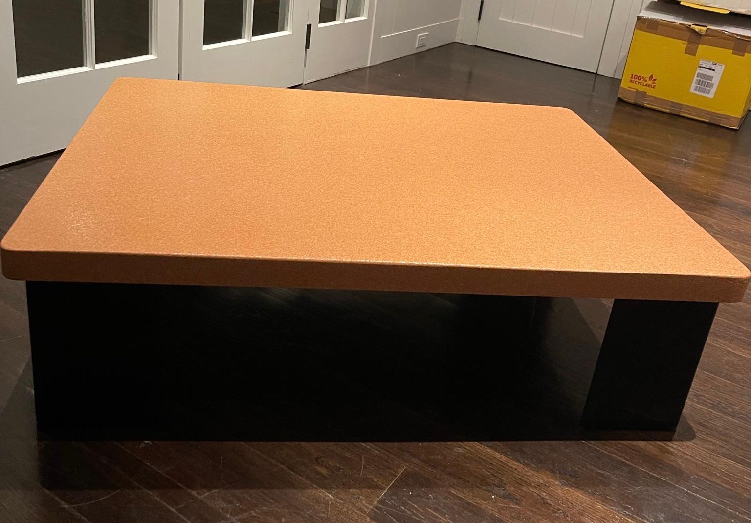 Lacquered Cork Coffee Table With Black Legs For Sale 3