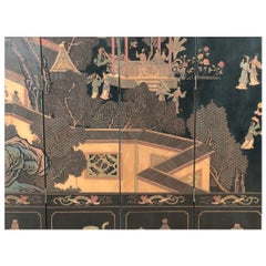 Lacquered Coromandel Eight Panel Folding Screen