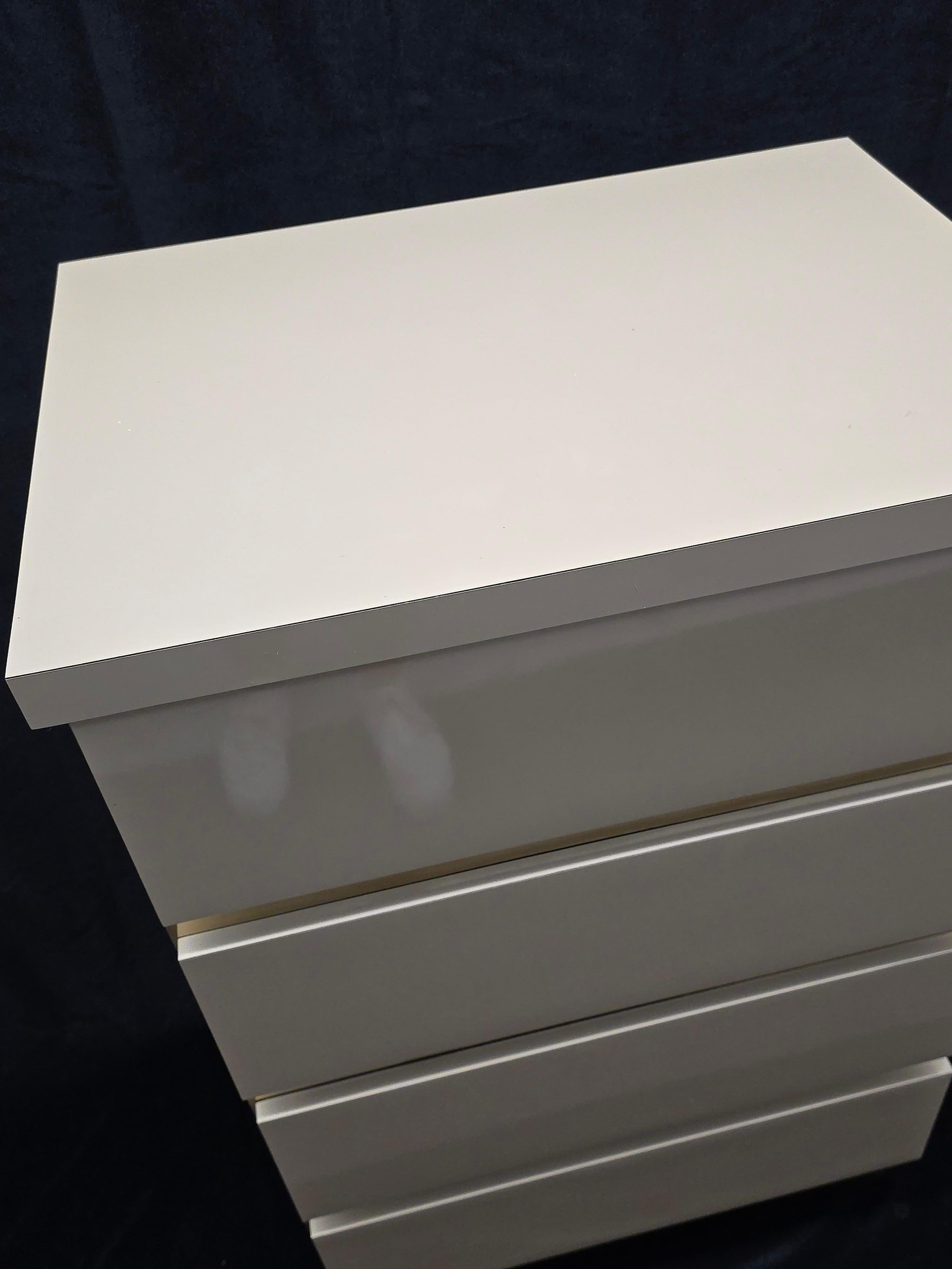 Post-Modern Lacquered Cream and Brass Accent Dresser