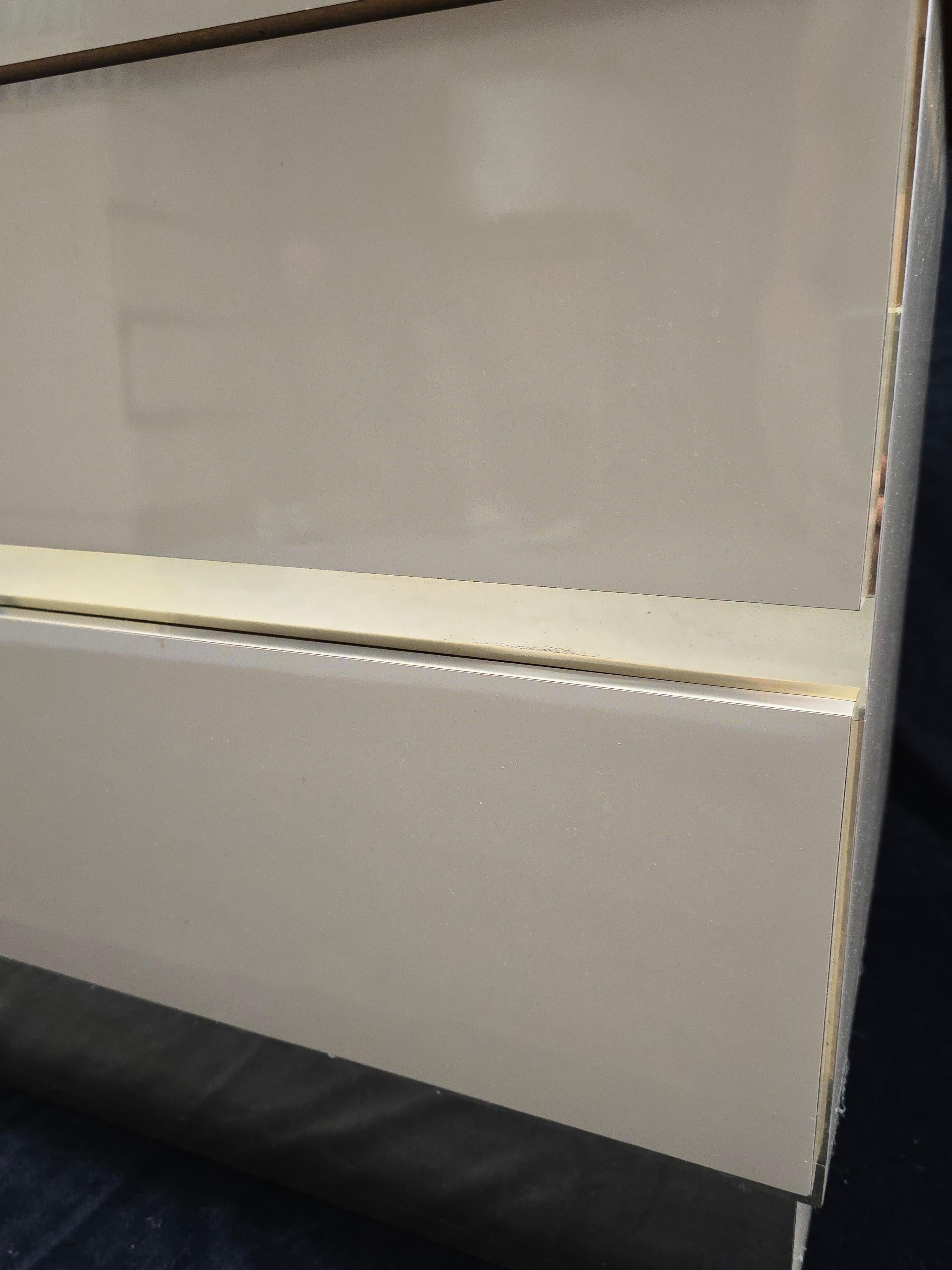 Canadian Lacquered Cream and Brass Accent Dresser