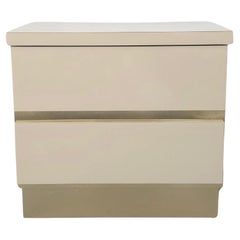 Lacquered Cream and Brass Accent End Table Nighstands