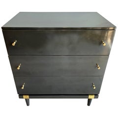 Lacquered Dark Gray Small Chest Kroehler Midcentury Commode Newly Refurbished