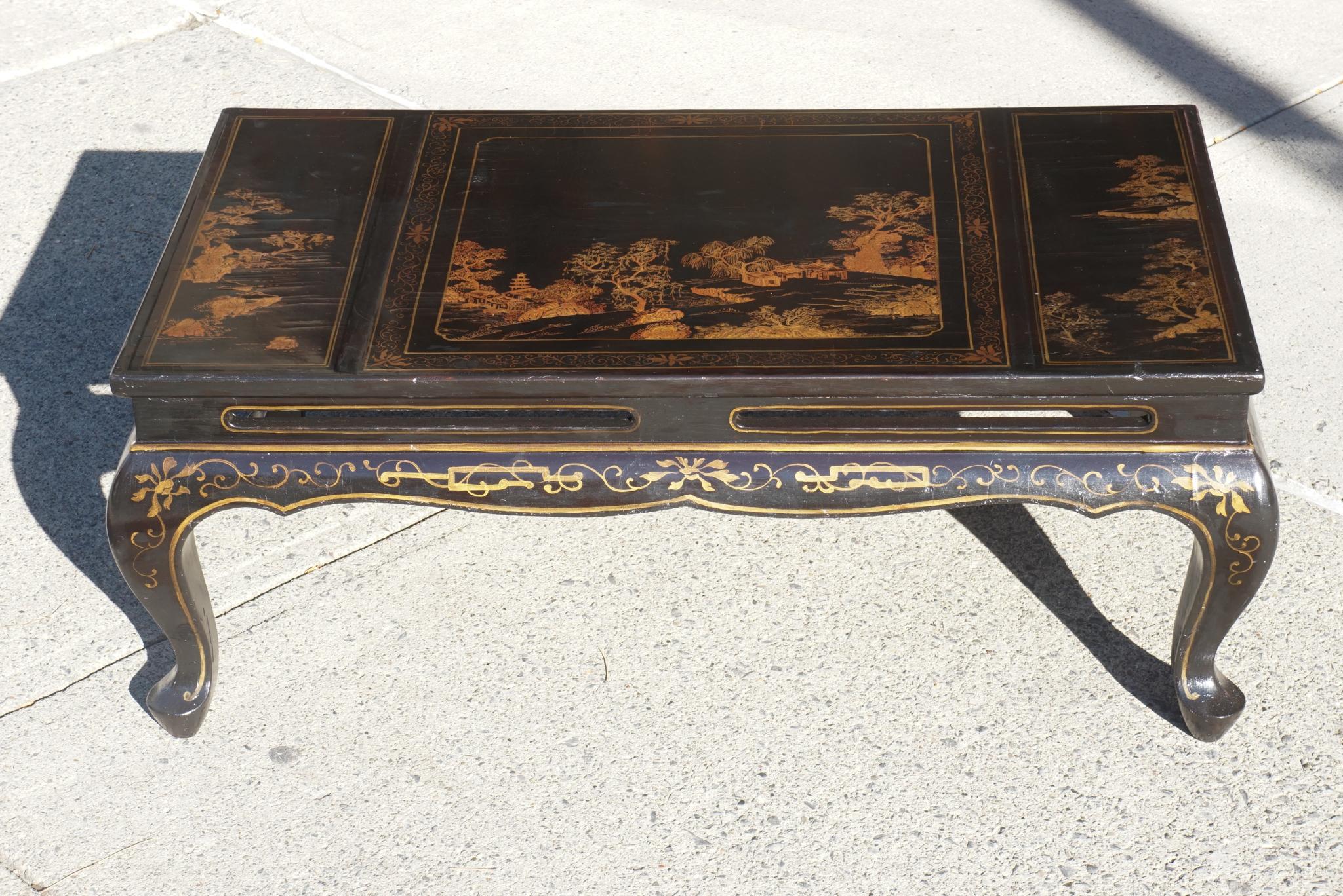 French Lacquered Early 20th Century Chinoiserie Coffee Table from Michael Smith