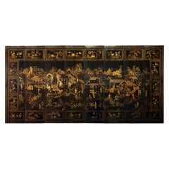 Lacquered eight-panel Screen, China, Qianlong Period, late 18th Century