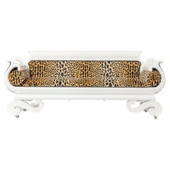Lacquered Empire Style Sofa with Leopard Fabric