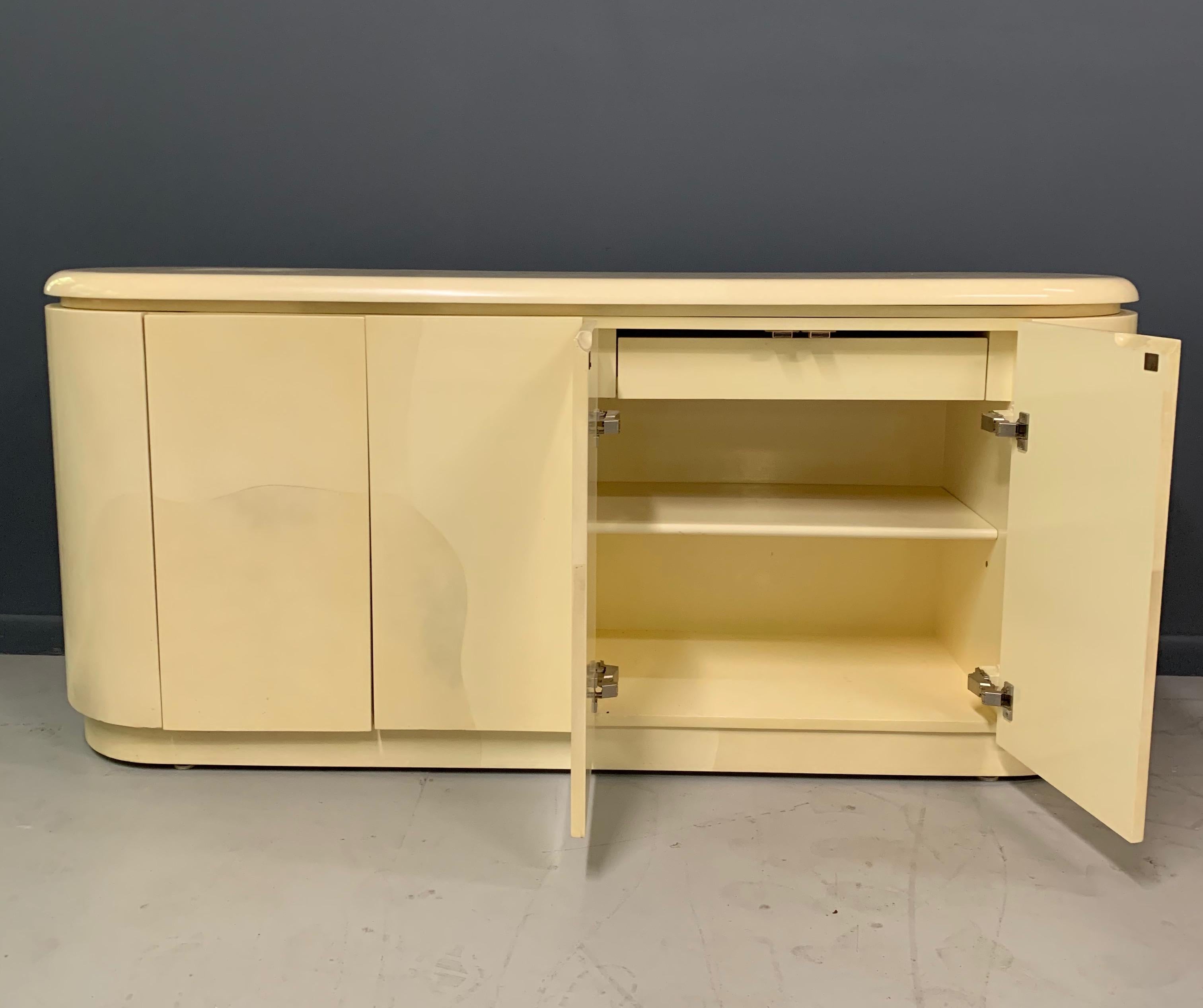 20th Century Lacquered Faux Goatskin Sideboard in the Style of Springer Midcentury