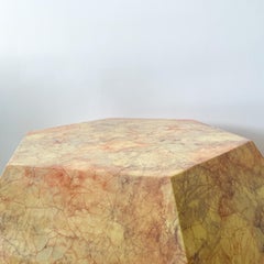 Lacquered Faux Marble Hexagonal Coffee Table