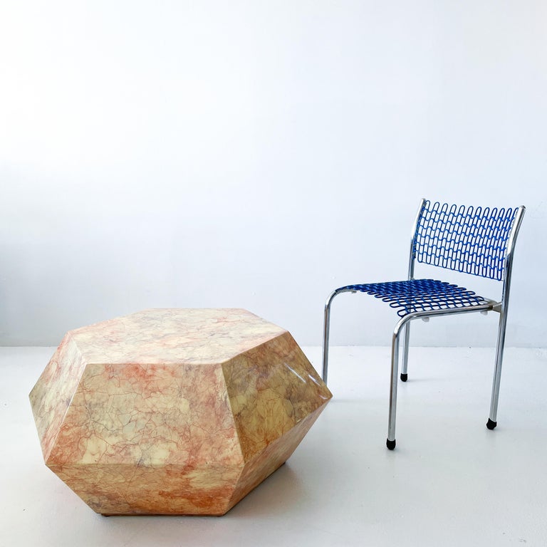 Lacquered Faux Marble Hexagonal Coffee Table For Sale at 1stDibs