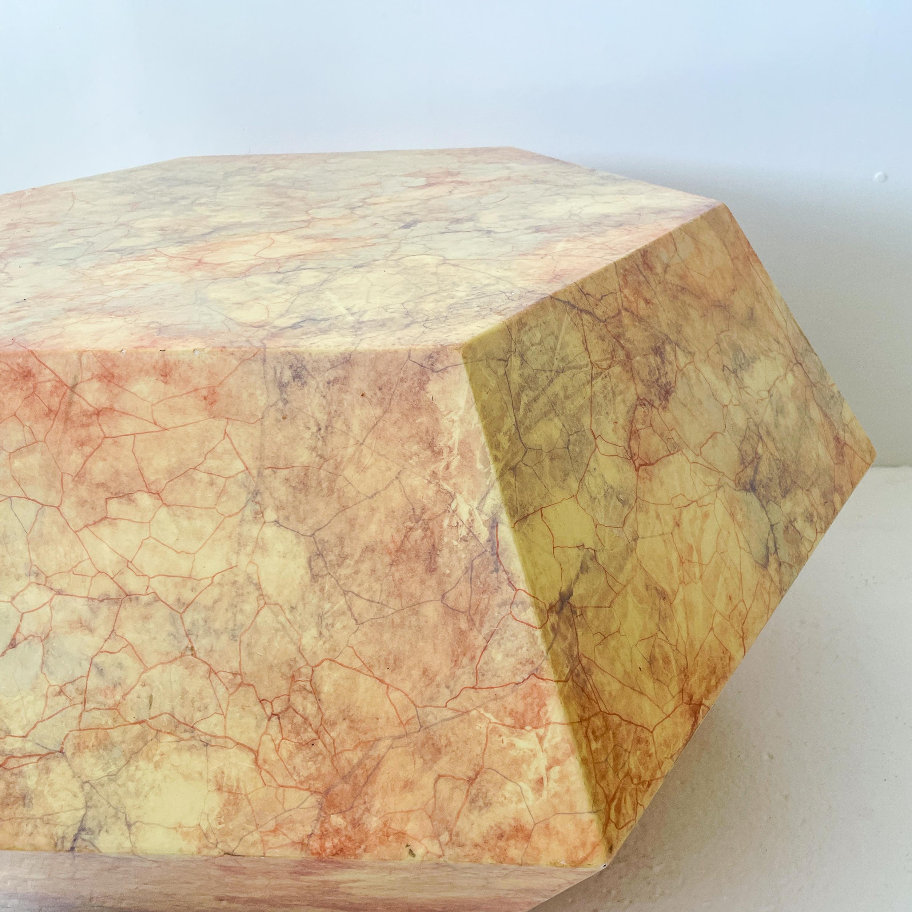 20th Century Lacquered Faux Marble Hexagonal Coffee Table
