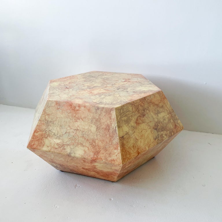 Lacquered Faux Marble Hexagonal Coffee Table For Sale at 1stDibs