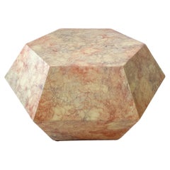 Lacquered Faux Marble Hexagonal Coffee Table
