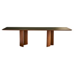 Mesa de comedor de cristal lacado y madera de roble miel de Tatjana von Stein, Francia