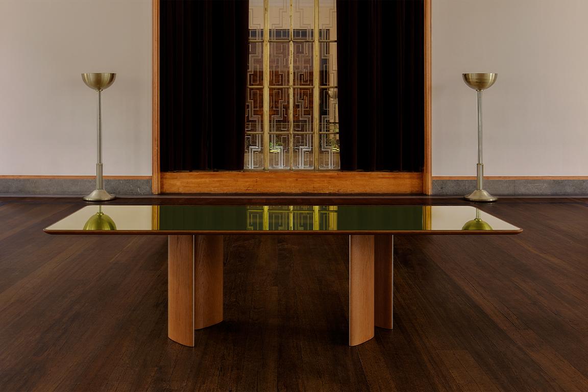 lacquered glass dining table