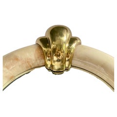 Lacquered Goat Skin and Brass Wall Mirror in the Manner of Karl Springer